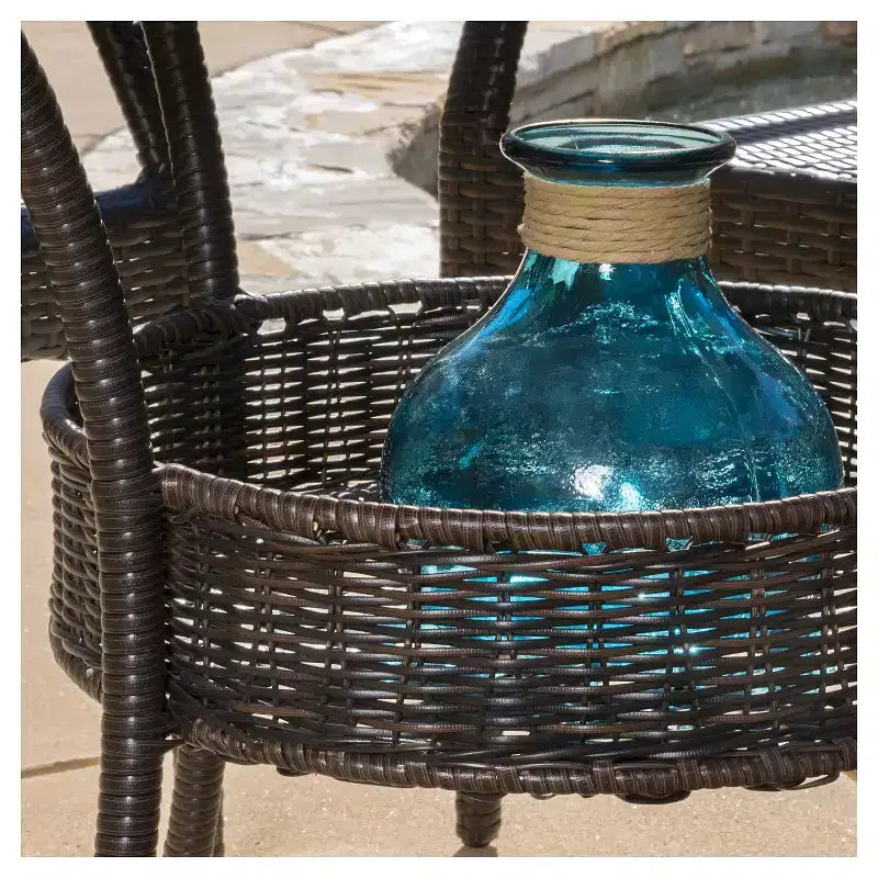 Lisbon 5pc Wicker Patio Dining Set - Brown - Christopher Knight Home: Weather-Resistant, No Assembly, Galvanized Steel Hardware