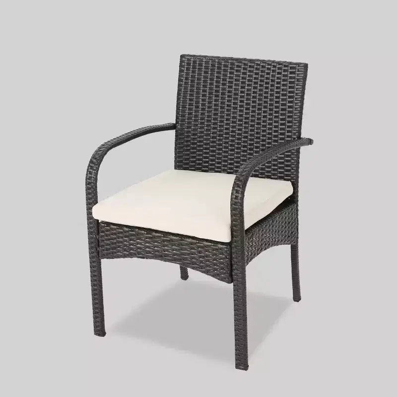 Bavaro 7pc Rectangle All-Weather Wicker and Wood Patio Dining Set - Brown/Cream - Christopher Knight Home: Galvanized Steel, Polyester Cushions