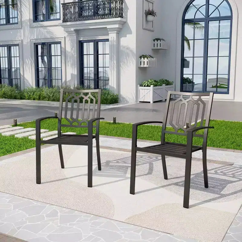 Captiva Designs 7pc Metal Patio Dining Set with Rectangular Expandable Table & 6 Chairs: Outdoor Seating for Six