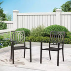 Captiva Designs 7pc Metal Patio Dining Set with Rectangular Expandable Table & 6 Chairs: Outdoor Seating for Six