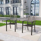 7pc Metal Patio Dining Set with Rectangular Faux Wood Table & 6 Stackable Chairs - Captiva Designs