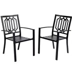7pc Metal Patio Dining Set with Rectangular Faux Wood Table & 6 Stackable Chairs - Captiva Designs