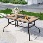 7pc Metal Patio Dining Set with Rectangular Table & 6 Swivel Chairs - Captiva Designs