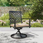 7pc Metal Patio Dining Set with Rectangular Table & 6 Swivel Chairs - Captiva Designs