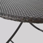 Lula 5pc Wicker Dining Set - Brown - Christopher Knight Home: Circular Table, Stackable Chairs