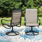 7pc Metal Patio Dining Set with 60"x37" Rectangular Metal Table & Padded Swivel Chairs - Captiva Designs