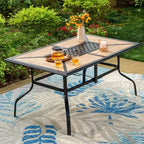 7pc Metal Patio Dining Set with 60"x37" Rectangular Metal Table & Padded Swivel Chairs - Captiva Designs