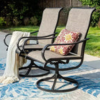 7pc Metal Patio Dining Set with 60"x37" Rectangular Metal Table & Padded Swivel Chairs - Captiva Designs