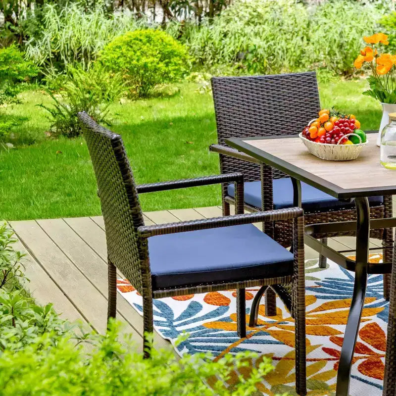5pc Patio Dining Set with 36" Square Acacia Table and Chairs - Captiva Designs