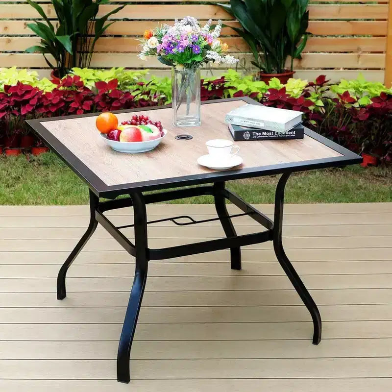 5pc Patio Dining Set with 36" Square Acacia Table and Chairs - Captiva Designs