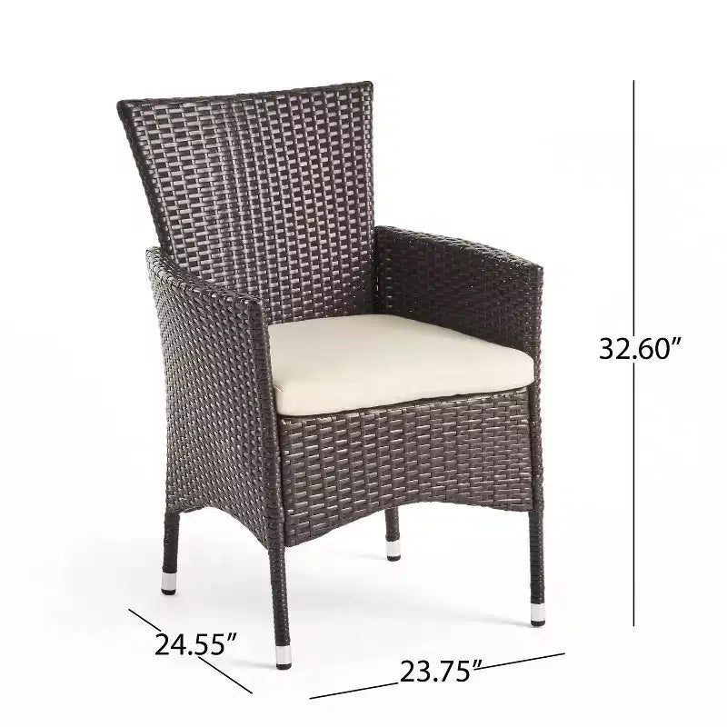 Dion 7pc Aluminum & Wicker Patio Dining Set - Brown - Christopher Knight Home: Weather-Resistant with Polyester Cushions