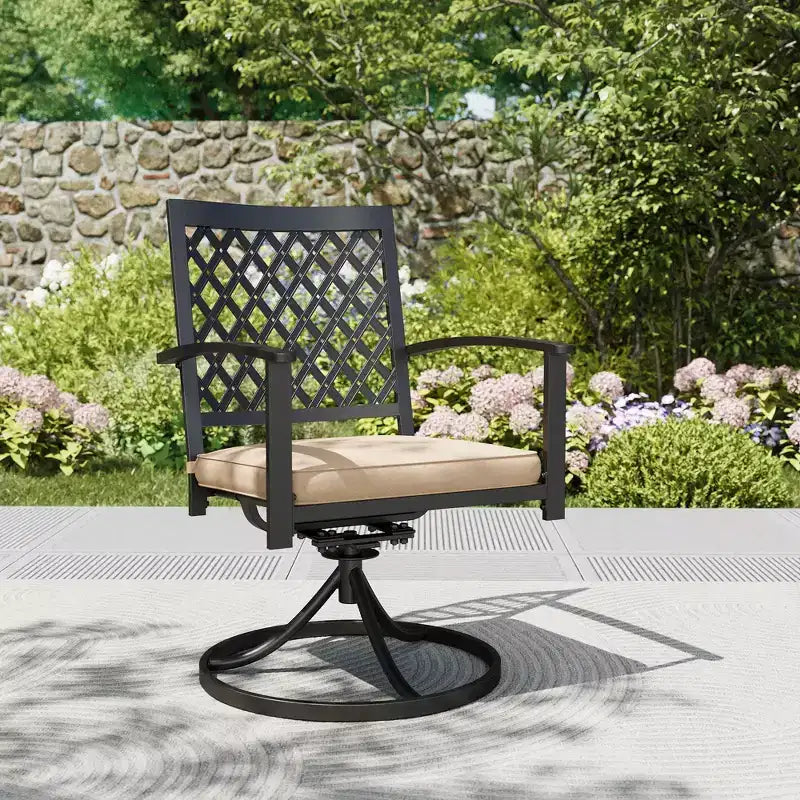 7pc Patio Dining Set with Rectangular Table with Umbrella Hole & Swivel Chairs - Captiva Designs