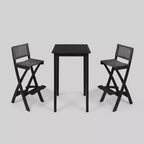Polaris 3pc Wood and Wicker 26" Square Bar Set Dark Gray - Christopher Knight Home: Weather-Resistant Patio Dining Set with 2 Stools