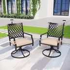 7PC Metal Dining Set with Expandable Dining Table & 6 Swivel Chairs - Captiva Designs
