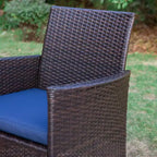 6pc Patio Dining Set with Acacia Table & Bench & 4 PE Rattan Chairs - Captiva Designs