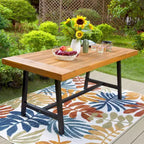6pc Patio Dining Set with Acacia Table & Bench & 4 PE Rattan Chairs - Captiva Designs