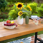 6pc Patio Dining Set with Acacia Table & Bench & 4 PE Rattan Chairs - Captiva Designs