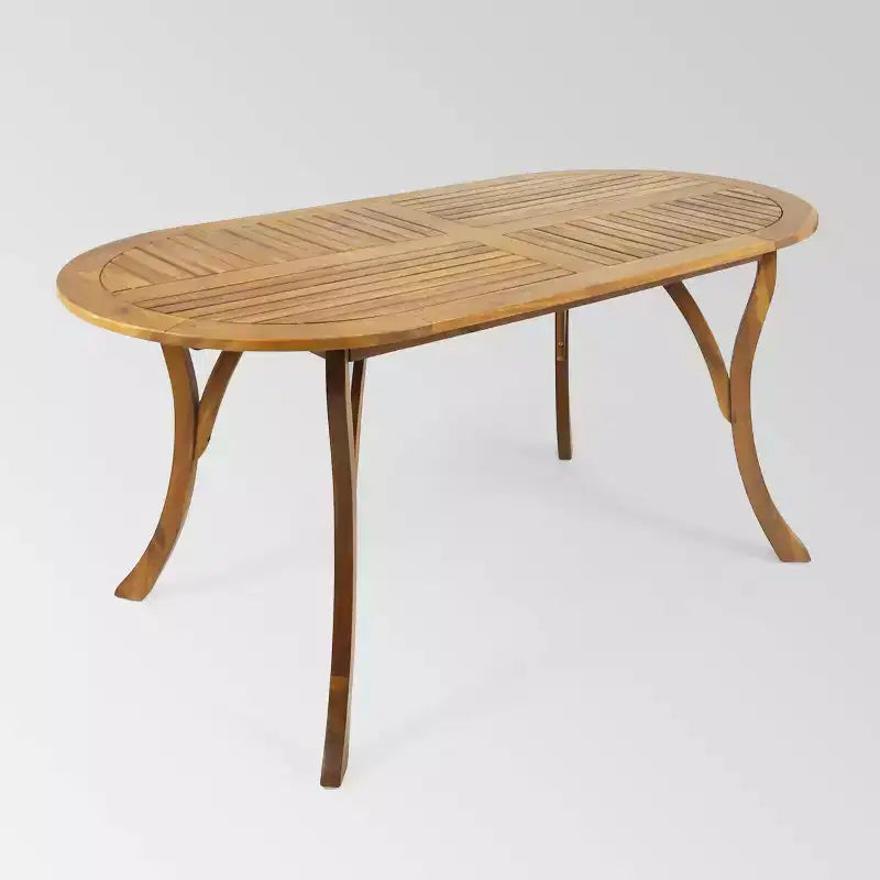 Hermosa 7pc Acacia Wood Oval Dining Set - Teak/Cream - Christopher Knight Home