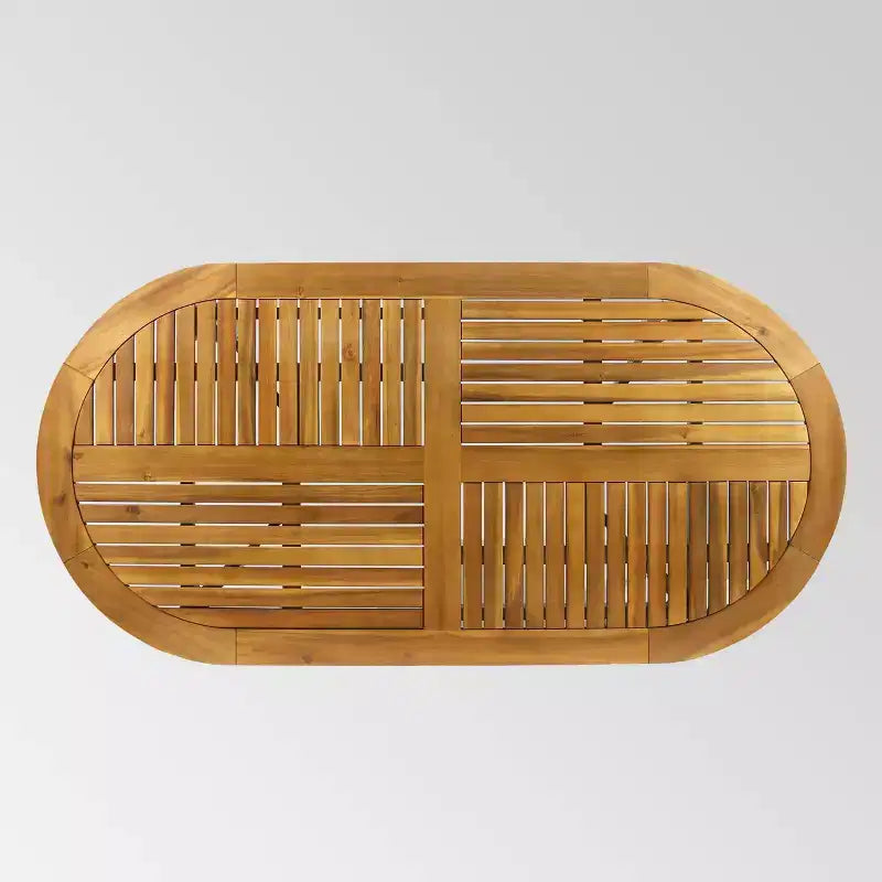Hermosa 7pc Acacia Wood Oval Dining Set - Teak/Cream - Christopher Knight Home