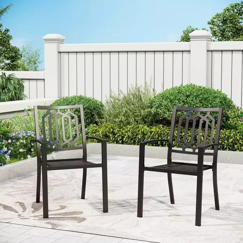 5pc Patio Table & Metal Chairs with Diamondback Design - Captiva Designs