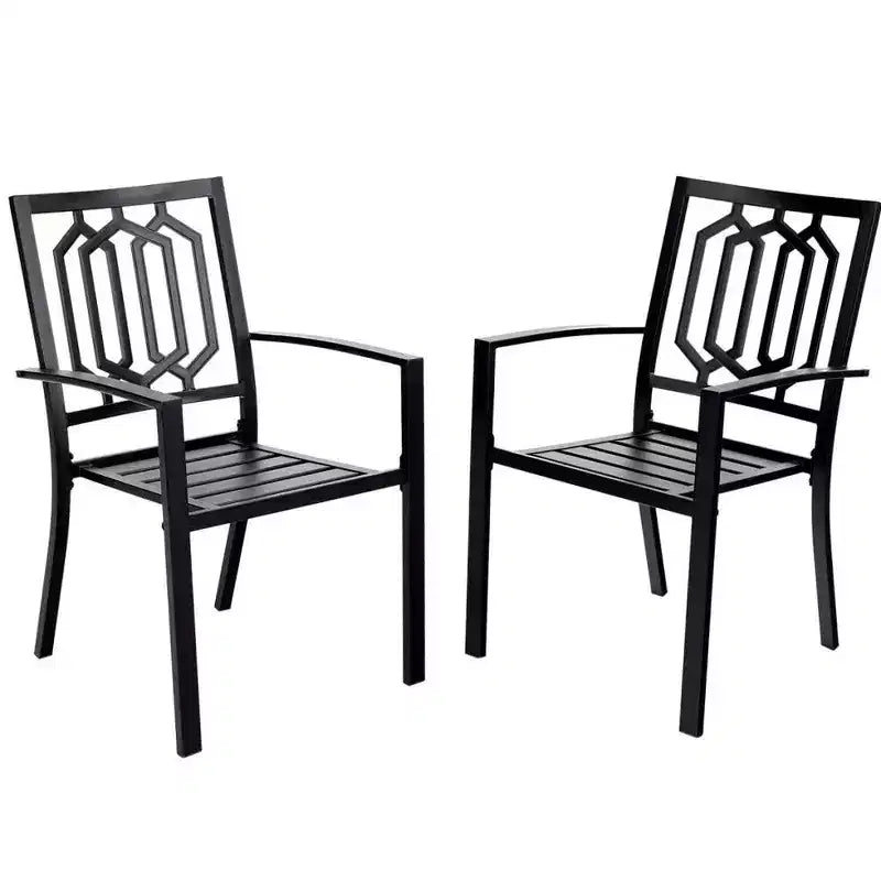 5pc Patio Table & Metal Chairs with Diamondback Design - Captiva Designs