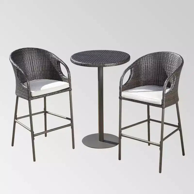 Dominica 3pc Wicker Round Bar Set Multibrown/Light Brown - Christopher Knight Home