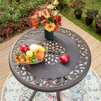 Captiva Designs 3pc Cast Aluminum Outdoor Patio Dining Set: Bronze Finish, Water & Rust-Resistant, Includes 2 Arm Chairs, 1 Table