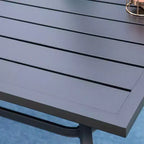 7pc Outdoor Rectangular Table & 6 Chairs with Grid Design - Black - Captiva Designs: Iron Construction, UV-Resistant