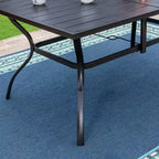 7pc Outdoor Rectangular Table & 6 Chairs with Grid Design - Black - Captiva Designs: Iron Construction, UV-Resistant