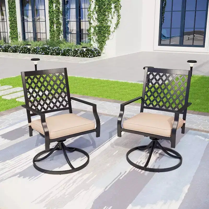 5pc Patio Set with 37" Metal Table & Swivel Arm Chairs - Captiva Designs
