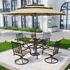 5pc Patio Set with Swivel Chairs & Square Metal Table - Captiva Designs: Outdoor Dining Furniture Set