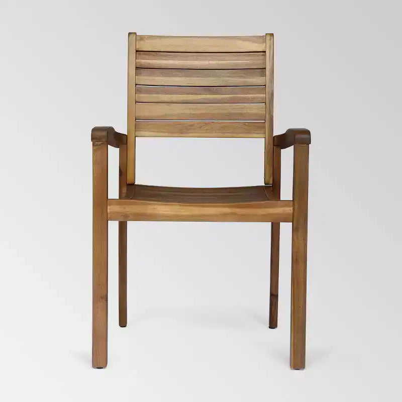 Wells 5 pc Acacia Wood Round Dining Set Teak Finish - Christopher Knight Home: Weather-Resistant Patio Furniture