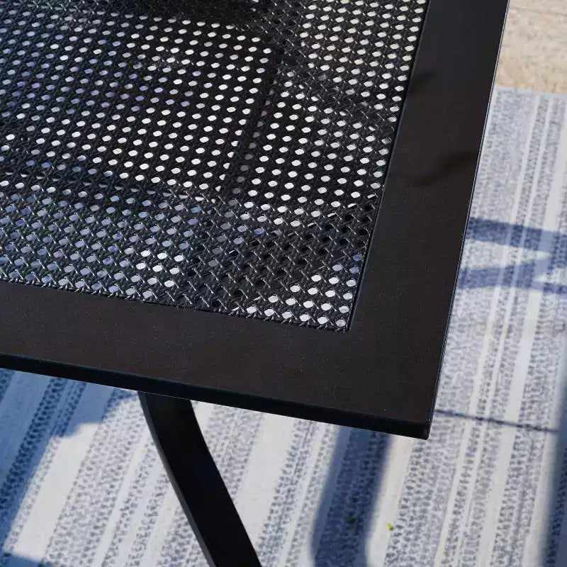 5pc Metal Indoor/Outdoor Square Dining Table with Arm Chairs & Umbrella Hole - Captiva Designs: Weather-Resistant Set