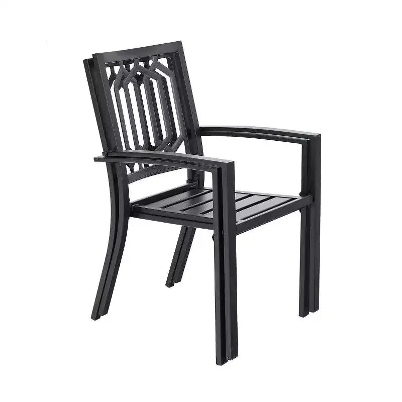 5pc Metal Indoor/Outdoor Square Dining Table with Arm Chairs & Umbrella Hole - Captiva Designs: Weather-Resistant Set