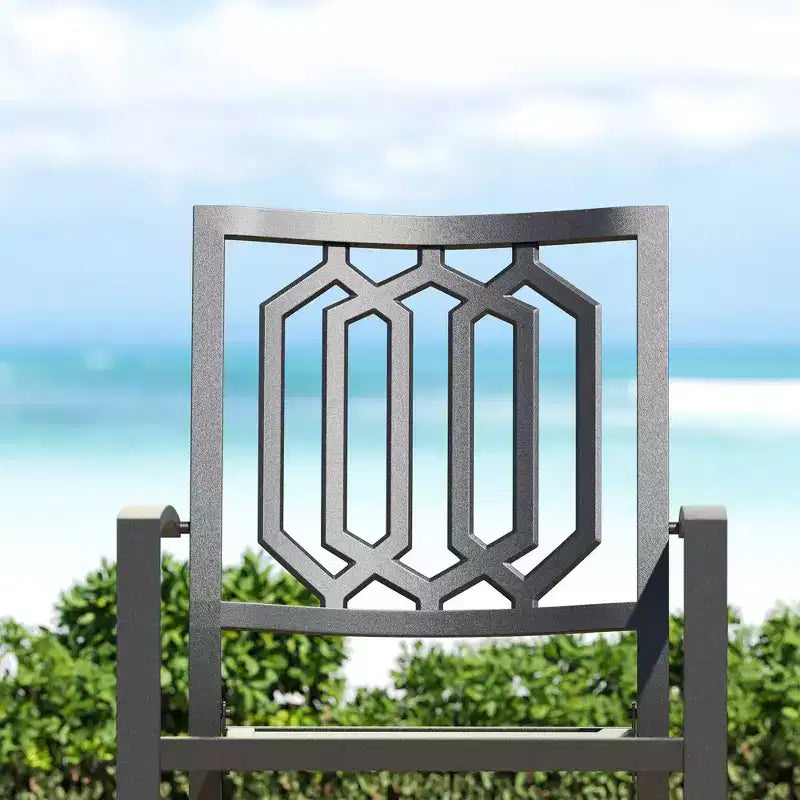 7pc Outdoor Rectangular Table & 6 Chairs with Square Design - Black - Captiva Designs