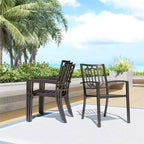 7pc Patio Dining Set with Rectangular Table with Umbrella Hole & Chairs - Captiva Designs