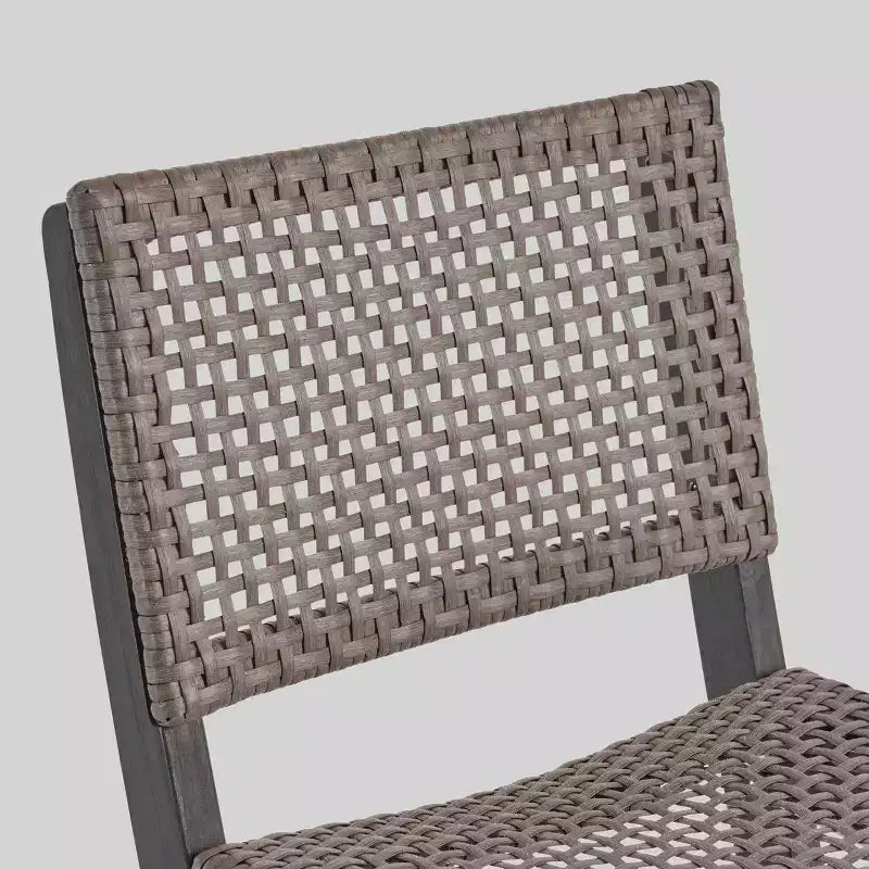Polaris 3pc Wood and Wicker 45" Rectangular Bar Set Dark Gray - Christopher Knight Home: Acacia Frame, Weather-Resistant