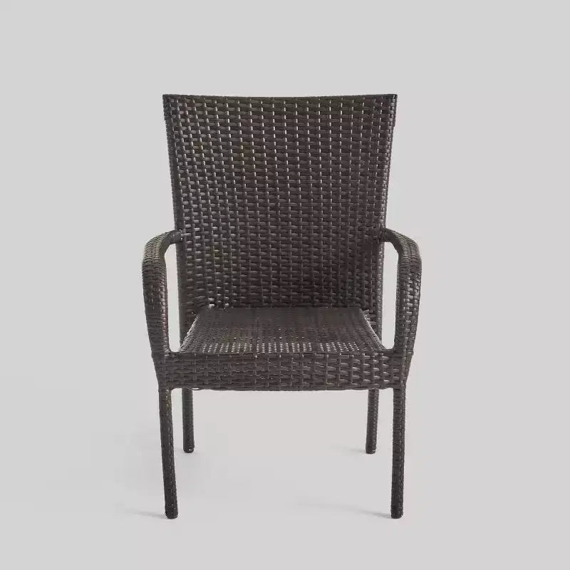 7pc Walker Acacia & Wicker Patio Dining Set Teak - Christopher Knight Home: Outdoor Seating, Hairpin Table