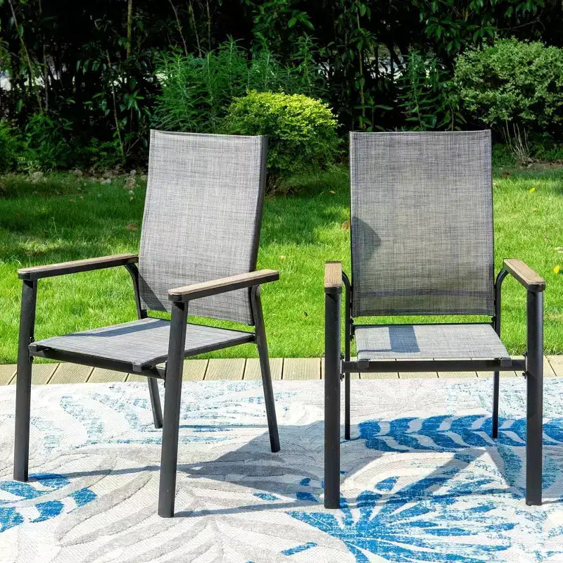 5pc Patio Dining Set with Mesh Square Table & Aluminum Frame Sling Chairs - Captiva Designs: Outdoor Furniture Ensemble