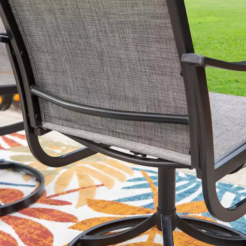 9pc Patio Dining Set with Expandable Steel Table & 360 Swivel Sling Arm Chairs - Captiva Designs: Outdoor Furniture Set
