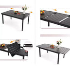 9pc Patio Dining Set with Expandable Steel Table & 360 Swivel Sling Arm Chairs - Captiva Designs: Outdoor Furniture Set