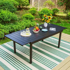 9pc Patio Dining Set with Expandable Steel Table & 360 Swivel Sling Arm Chairs - Captiva Designs: Outdoor Furniture Set