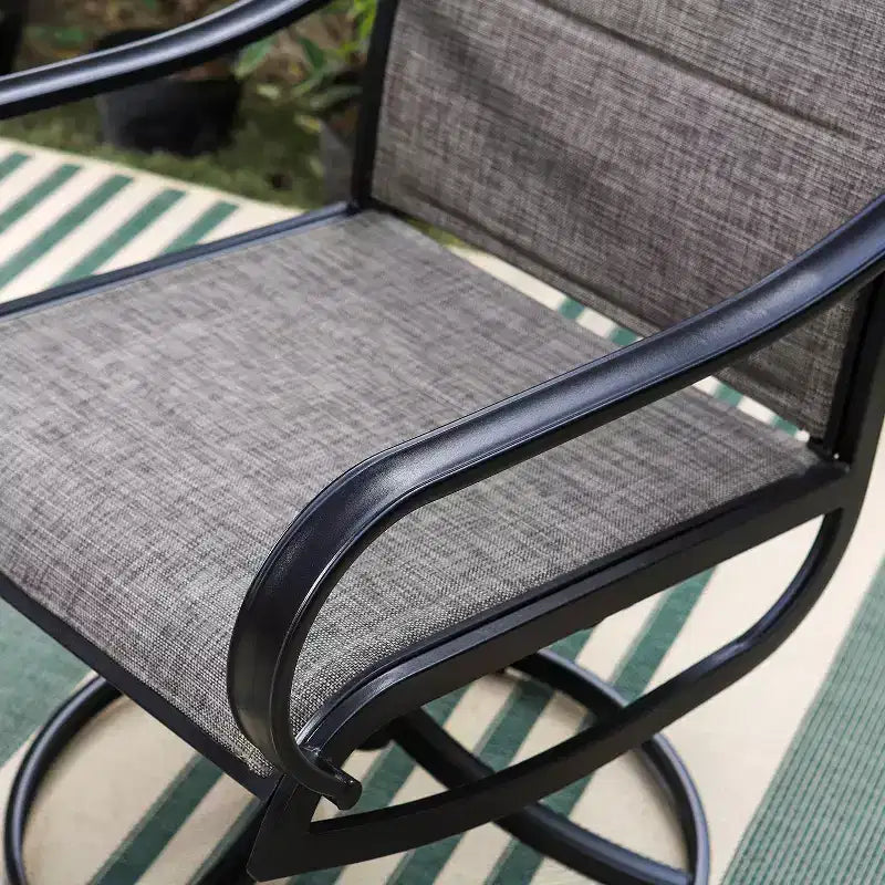3pc Patio Dining Set with Small Round Table & 360 Swivel Padded Sling Arm Chairs - Captiva Designs: Weather-Resistant, Steel Frame