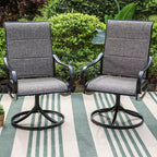 3pc Patio Dining Set with Small Round Table & 360 Swivel Padded Sling Arm Chairs - Captiva Designs: Weather-Resistant, Steel Frame