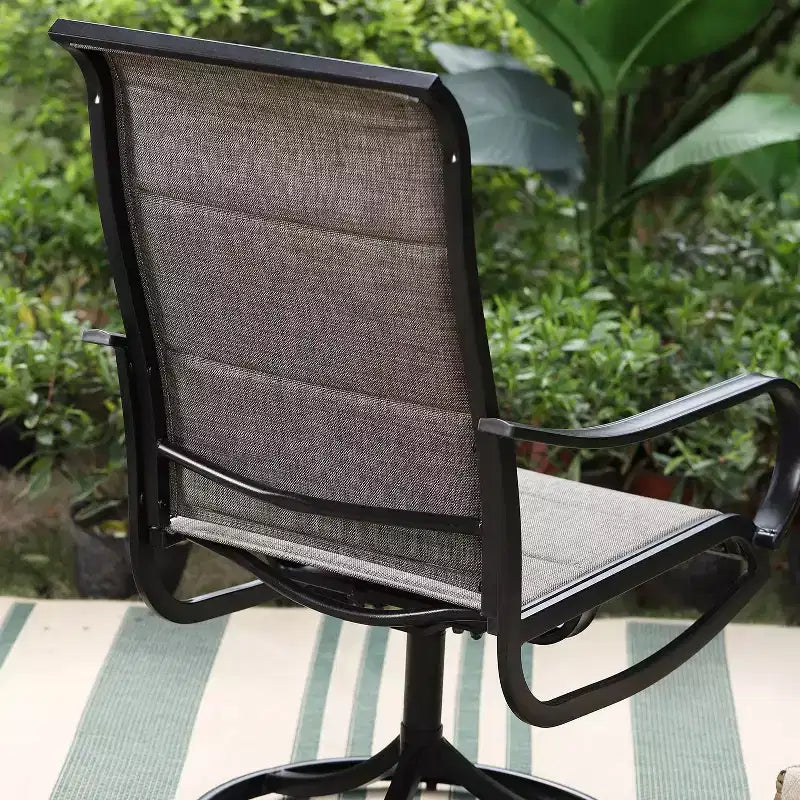 3pc Patio Dining Set with Small Round Table & 360 Swivel Padded Sling Arm Chairs - Captiva Designs: Weather-Resistant, Steel Frame