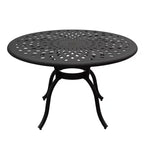 Ensemble de salle à manger 5 pièces pour patio avec table ronde de 48 pouces en aluminium maillé extérieur moderne et orné et chaises de luxe - Noir - Oakland Living : Résistant aux intempéries