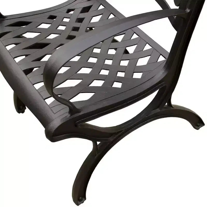 5pc Patio Dining Set with 48" Modern Ornate Outdoor Mesh Aluminum Round Table & Luxury Chairs - Black - Oakland Living: Weather-Resistant