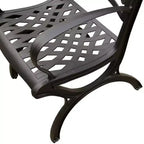 Ensemble de salle à manger 5 pièces pour patio avec table ronde de 48 pouces en aluminium maillé extérieur moderne et orné et chaises de luxe - Noir - Oakland Living : Résistant aux intempéries