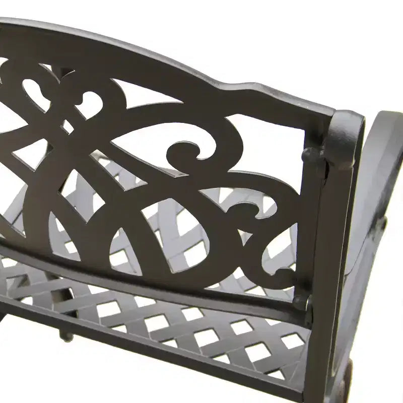 5pc Patio Dining Set with 48" Modern Ornate Outdoor Mesh Aluminum Round Table & Luxury Chairs - Black - Oakland Living: Weather-Resistant