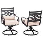 Ensemble de salle à manger d'extérieur 5 pièces avec chaises pivotantes avec coussins d'assise et de dossier épais et plateau de table carré en faux bois avec trou pour parasol - Captiva Designs